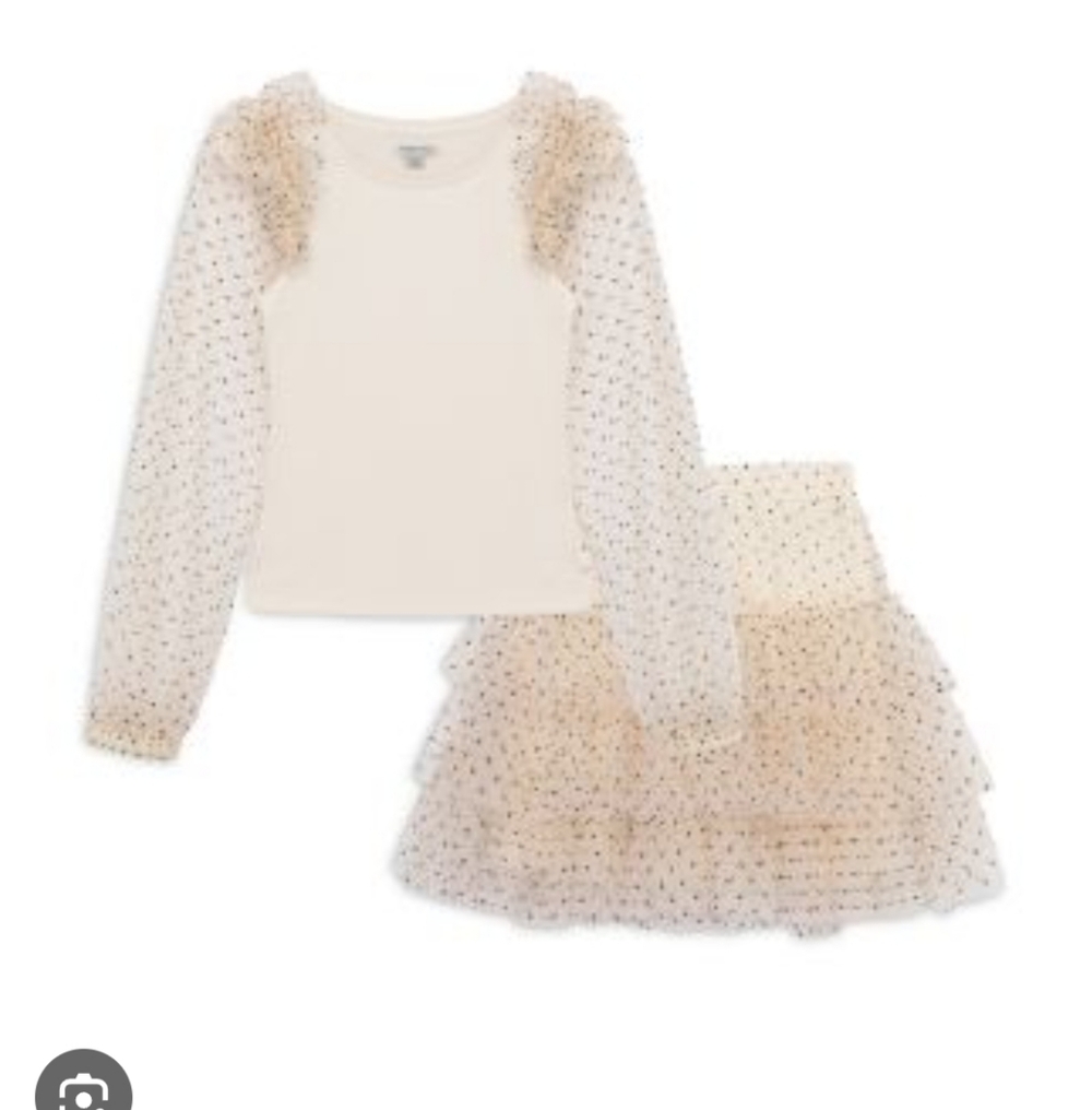 Habitual Ruffle Shoulder Top & Tiered Skirt Set Soft Pink Size 6